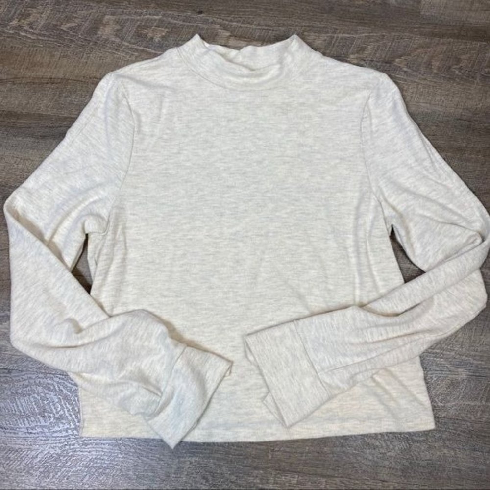 PST Project Social T Heathered Mock Neck Split Sleeve Top